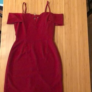 Red, off the shoulder dress with straps